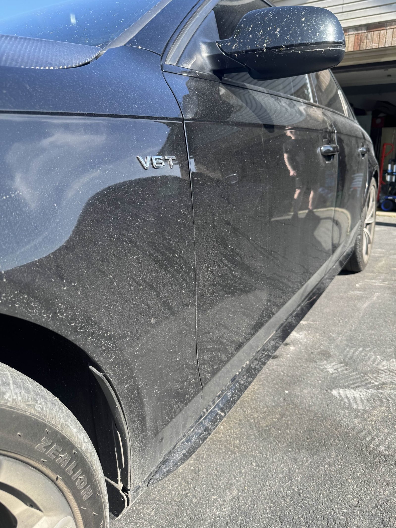 Dirty Audi S4 with visible grime and dust